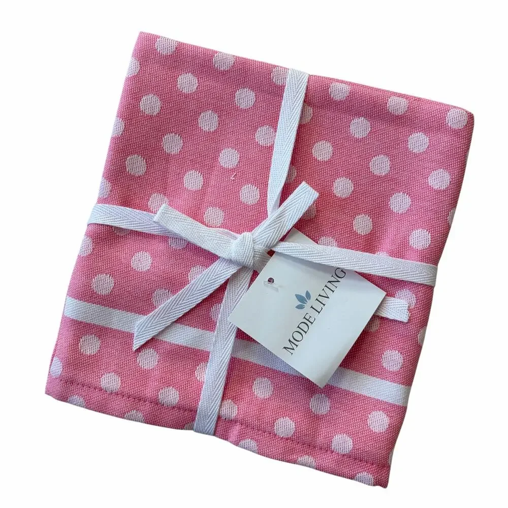 Pink Polka Dot Cotton Tea Towel 20x28 Made In Portugal Chic Kitchen New